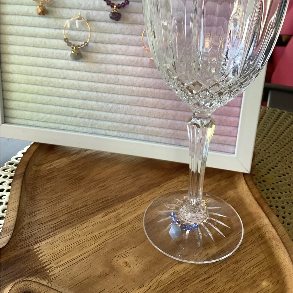5pc Natural Stone Wine Glass Charm - Picture 2 of 6